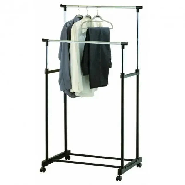 Вешалка стойка для одежды напольная двойная телескопическая Double-Pole Clothes-Black horse - изображение 3