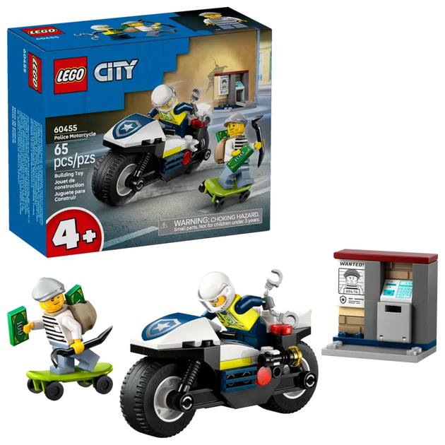 Конструктор LEGO City Поліцейська погоня на мотоциклі 65 елемента (60455) - зображення 3