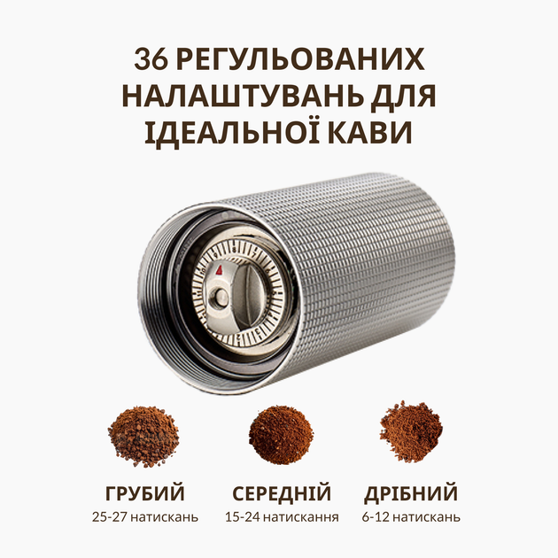 Кофемолка ручная серебристая ViO CM-02H со стальными жерновами и регулировкой степени помола - изображение 4