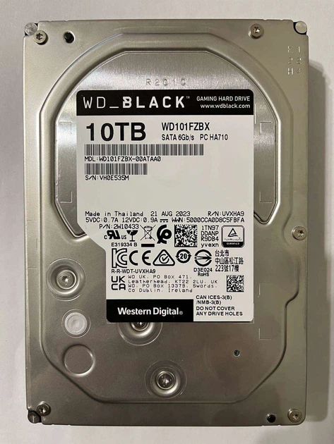 【美品】WD Black 10TB HDD (WD101FZBX) Жорсткий Диск Western Digital Black 10TB SATA III (WD101FZBX) Б/В