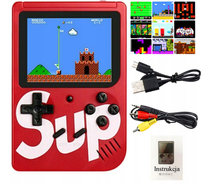 Карманная игровая приставка Sup Game Box с джойстиком красная. 400 встроенных ретро игр - Фото 1 Карманная игровая приставка Sup Game Box с джойстиком красная. 400 встроенных ретро игр - изображение 1