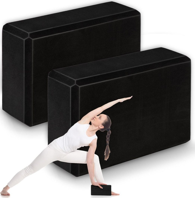 Kostka do jogi Neo Sport piankowa zestaw 2 sztuki ns 962 czarna (5903890620585) - obraz 3