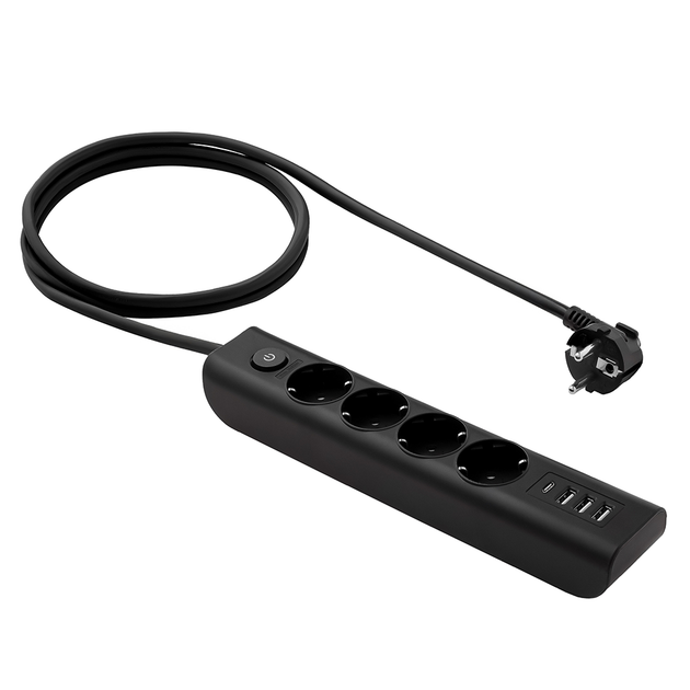 Мережевий фільтр Ultra PB70431 4 розетки 3 USB-А 1 USB-C 2.5 м - зображення 6