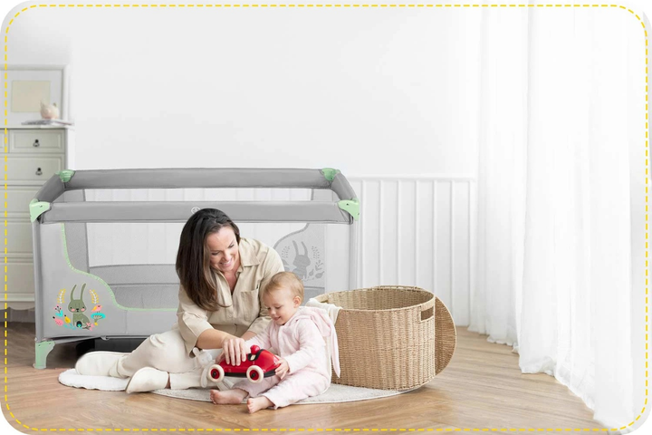 Дорожнє ліжечко RICOKIDS 125 x 65 x 78 см RK-240 Grey-Mint (724010) (5903890605179) - зображення 7