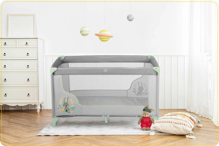 Дорожнє ліжечко RICOKIDS 125 x 65 x 78 см RK-240 Grey-Mint (724010) (5903890605179) - зображення 8