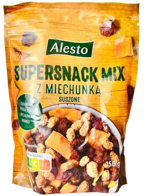 Фруктово-ягідна суміш Alesto Supersnack Mix Z Miechunka журавлина, біла шовковиця, фізаліс і манго 150 г - Фото 1 Фруктово-ягідна суміш Alesto Supersnack Mix Z Miechunka журавлина, біла шовковиця, фізаліс і манго 150 г - зображення 1