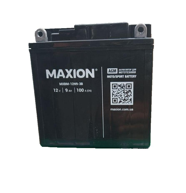 Мото акумулятор MAXION 12N9 - 3B 12V 9Ah 100A (EN) AGM - зображення 1