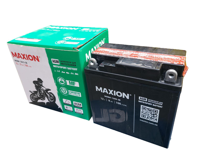 Мото акумулятор MAXION 12N9 - 3B 12V 9Ah 100A (EN) AGM - зображення 2