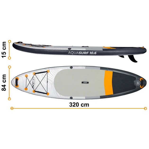 Nadmuchiwana deska SUP Neo Sport 320 x 84 x 15 cm z wiosłem, pompką i torbą do przechowywania 170201 (5903890626907) - obraz 5