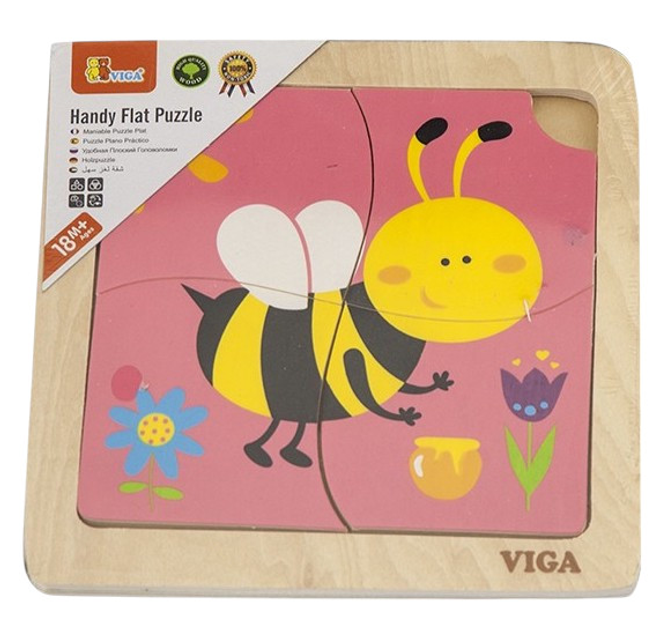 Zestaw drewnianych puzzli Viga na podkładce Pszczółka 50138 (6934510501389) - obraz 5