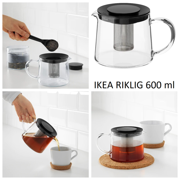 Стеклянный заварочный чайник 600 мл IKEA RIKLIG заварник (чайник для заваривания) 0,6 литра 402.978.48 - Фото 2 Стеклянный заварочный чайник 600 мл IKEA RIKLIG заварник (чайник для заваривания) 0,6 литра 402.978.48 - изображение 2