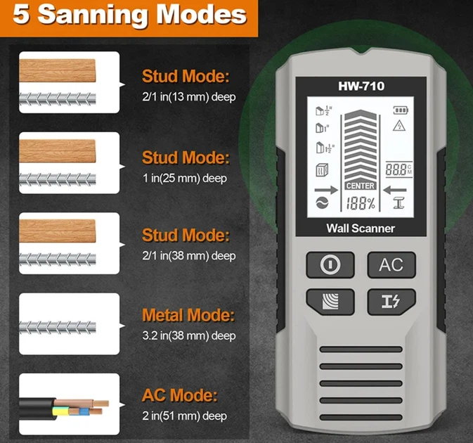 Многофункциональный детектор скрытых объектов 6 в 1 HUXUAN HW-710