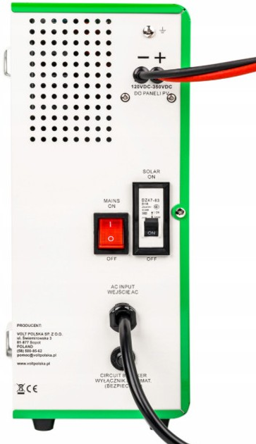Inwerter słoneczny do podgrzewania wody Volt Polska Green Boost mppt 3000 bypass 120 - 350 VDC (3SR3000005) - obraz 5
