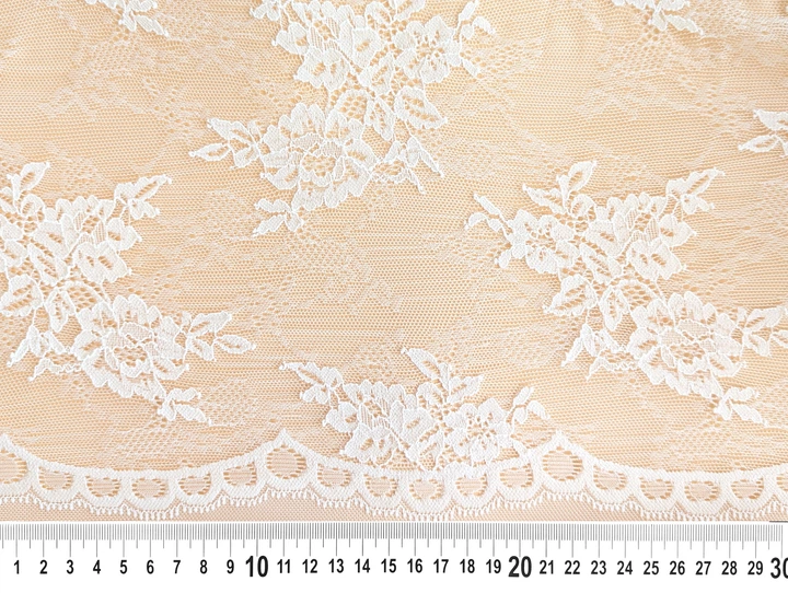 Ткань Кружево Венеция букетики, молочный, пог. м. (к64, 2502052, цв1) - изображение 4