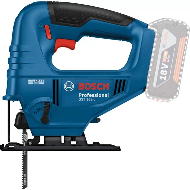 Акумуляторний лобзик Bosch GST 183-LI Professional (18 В, 3300 об/хв) електролобзик без АКБ (26142) - зображення 2