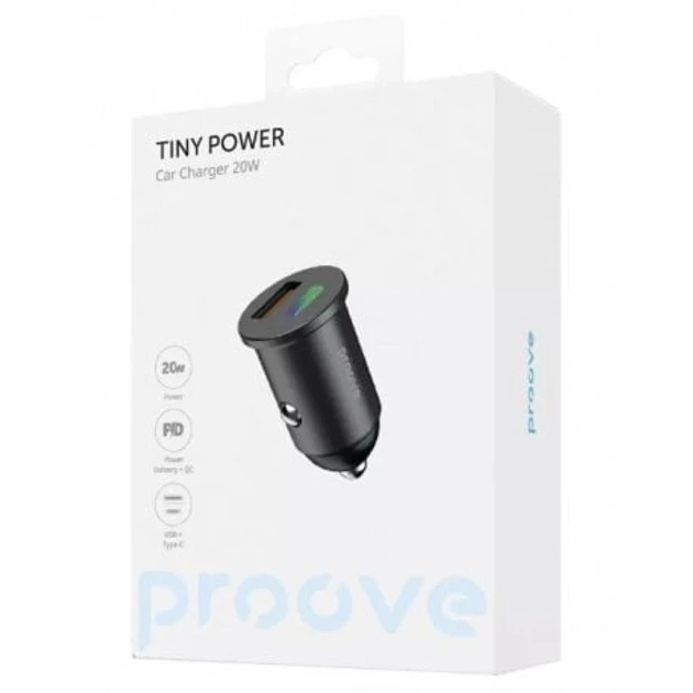 Автомобильное зарядное устройство Proove Tiny Power 20W (USB+Type-C) Black - Фото 2 Автомобильное зарядное устройство Proove Tiny Power 20W (USB+Type-C) Black - изображение 2