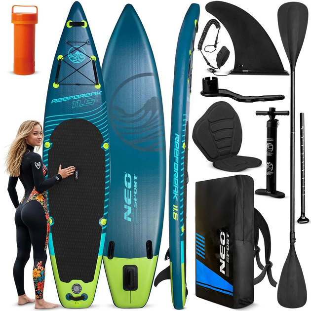 Надувна SUP дошка Neo Sport Reefbreak 350 x 81 x 15 см з веслом, насосом і сумкою для зберігання 170300 (5903890626945) - зображення 8