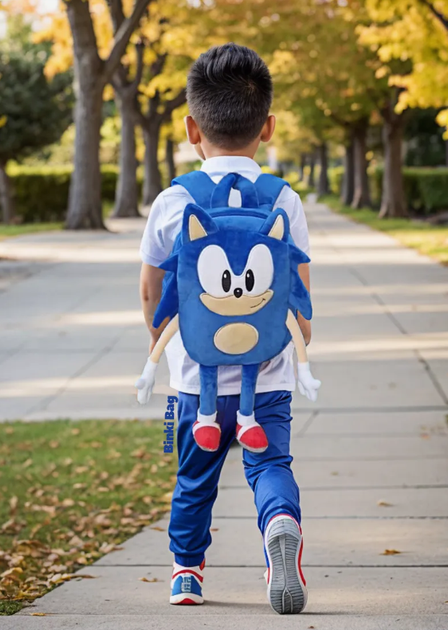 Рюкзак дитячий плюшевий їжачок Сонік із мультфільму Sonic для дівчинки для хлопчика м'яка іграшка 40x7x24 синій (SVS) - зображення 3