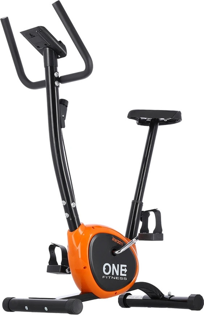 Rower treningowy One Fitness RW3011 mechaniczny Czarno-pomarańczowy (5907695575606) - obraz 1