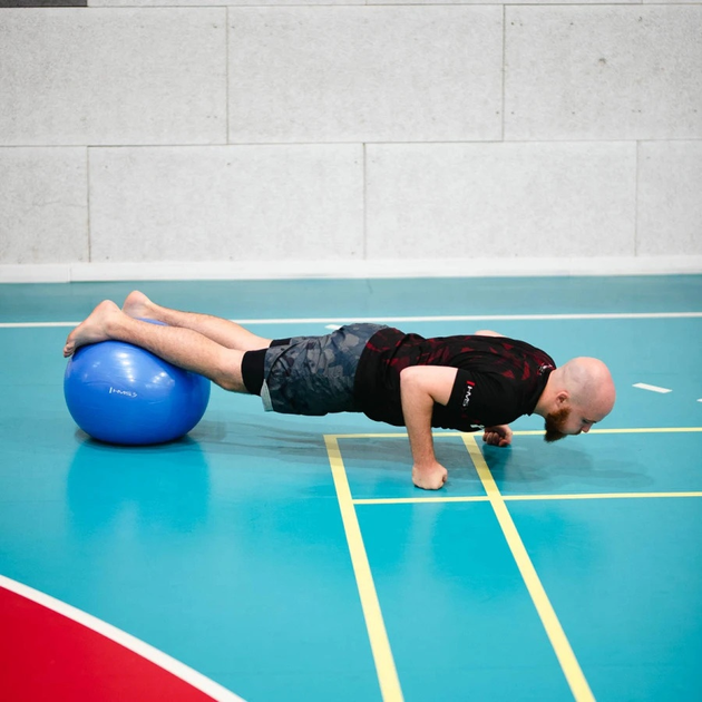 Piłka do ćwiczeń HMS Slam Ball 55 cm rehabilitacyjna YB01 Blue (5907695554717) - obraz 5