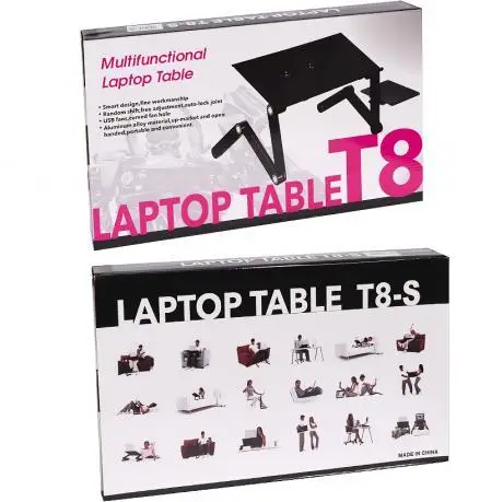 Столик трансформер для ноутбука Laptop Table T8 портативная подставка с вентилятором Чорний 1SIZE (999916) - Фото 3 Столик трансформер для ноутбука Laptop Table T8 портативная подставка с вентилятором Чорний 1SIZE (999916) - изображение 3