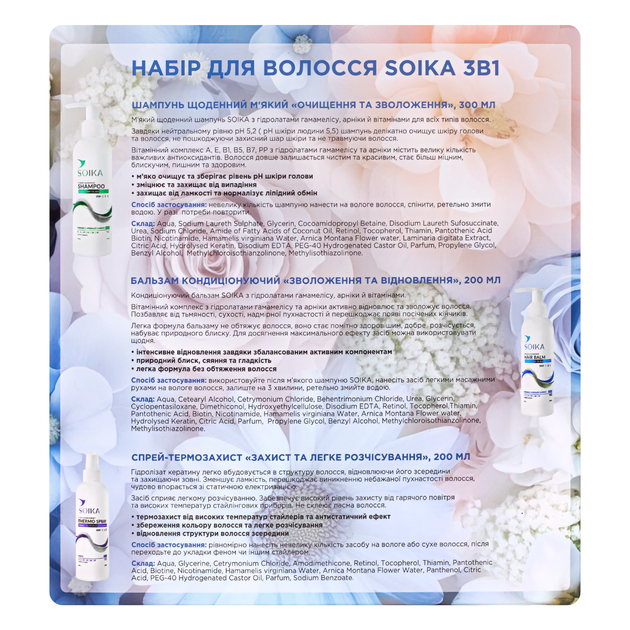 Набор для ухода за волосами 3 в 1 Soika - изображение 4