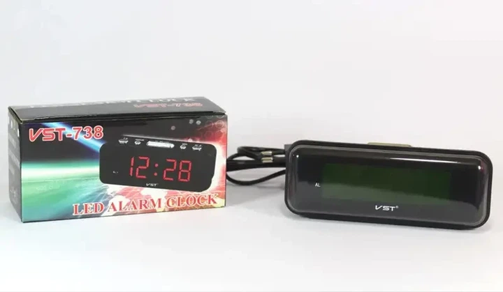 Часы электронные настольные VST 738-2 LED AC сетевые 220V светящиеся с зеленой подсветкой будильник - изображение 9