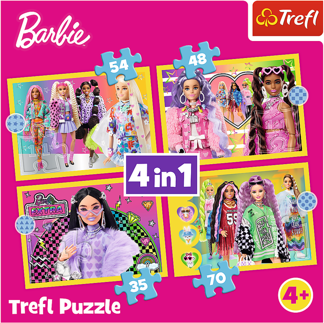 Пазлы 4 in 1 Trefl Barbie Веселый мир Барби 35+48+54+70 элементов (5900511346268) - Фото 6 Пазлы 4 in 1 Trefl Barbie Веселый мир Барби 35+48+54+70 элементов (5900511346268) - изображение 6