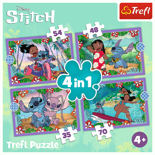 Пазлы 4 in 1 Trefl Lilo & Stitch Безумный день 35+48+54+70 элементов (5900511346336) - Фото 6 Пазлы 4 in 1 Trefl Lilo & Stitch Безумный день 35+48+54+70 элементов (5900511346336) - изображение 6