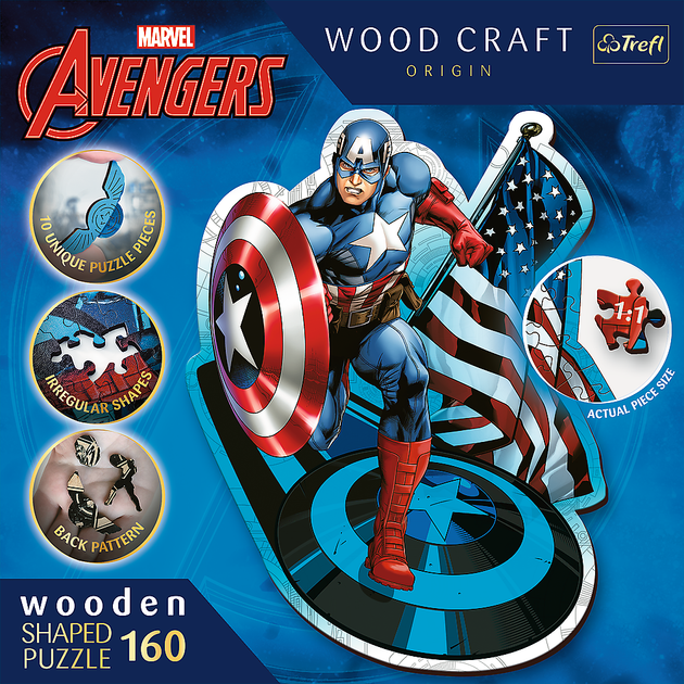 Puzzle Trefl Drewniane Marvel The Avengers Nieustraszony Kapitan Ameryka 160 elementów (5900511201949) - obraz 3