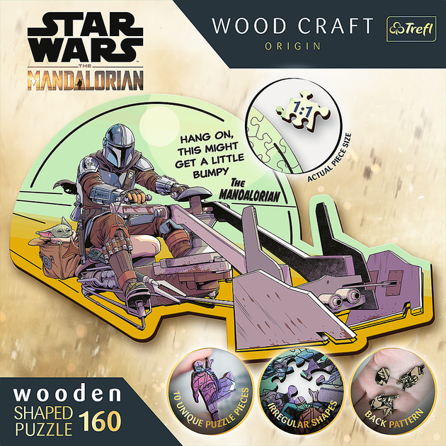 Puzzle Trefl Drewniane Star Wars The Mandalorian Mandalorianin - ponowne spotkanie 160 elementów (5900511201871) - obraz 3