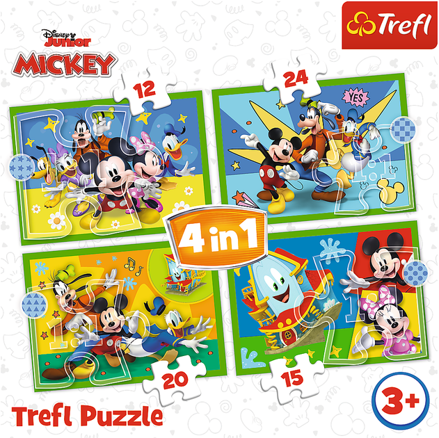 Пазлы 4 in 1 Trefl Mickey & friends Среди друзей 12+15+20+24 элемента (5900511346169) - Фото 6 Пазлы 4 in 1 Trefl Mickey & friends Среди друзей 12+15+20+24 элемента (5900511346169) - изображение 6