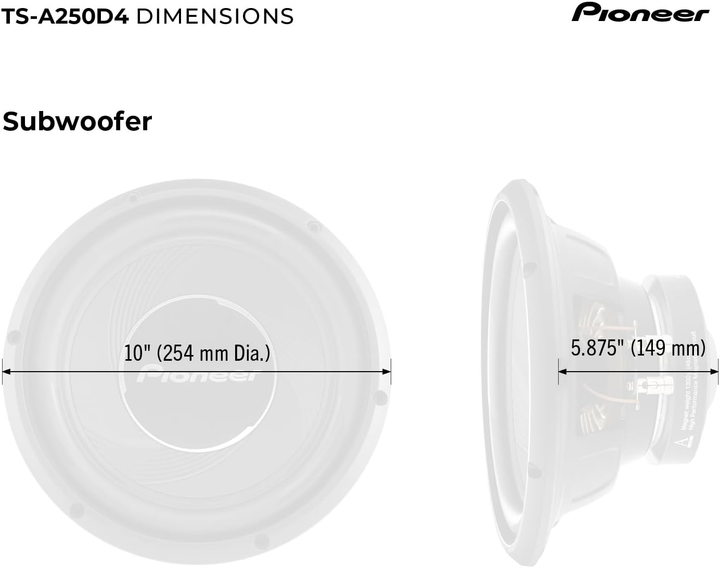 Subwoofer samochodowy Pioneer TS-A250S4 (884938404693) - obraz 2