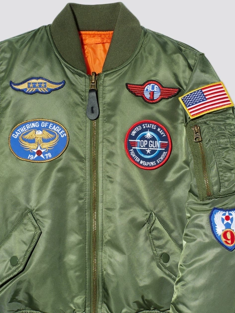 Куртка Alpha Industries MA-1 с нашивками YJM21001C1 Оливковый YXL - Фото 3 Куртка Alpha Industries MA-1 с нашивками YJM21001C1 Оливковый YXL - изображение 3