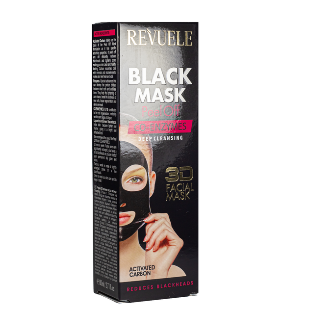 Чорна маска для обличчя Revuele 3D Facial Peel Off Co-Enzymes Black Mask з коензим Q10 80 мл - зображення 11