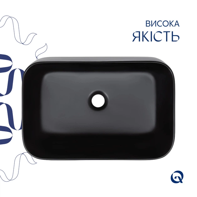Комплект Qtap Scorpio: Раковина накладная прямоугольная 550х390х120 мм Matt Black + Донный клапан PU03 - Фото 3 Комплект Qtap Scorpio: Раковина накладная прямоугольная 550х390х120 мм Matt Black + Донный клапан PU03 - изображение 3