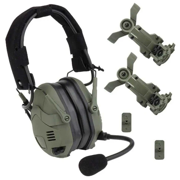 Активні навушники WOSPORT HD-16 Bluetooth 5.4 з шумозаглушенням 2 мікрофони та кріплення на військовий шолом Olive - Фото 1 Активні навушники WOSPORT HD-16 Bluetooth 5.4 з шумозаглушенням 2 мікрофони та кріплення на військовий шолом Olive - зображення 1