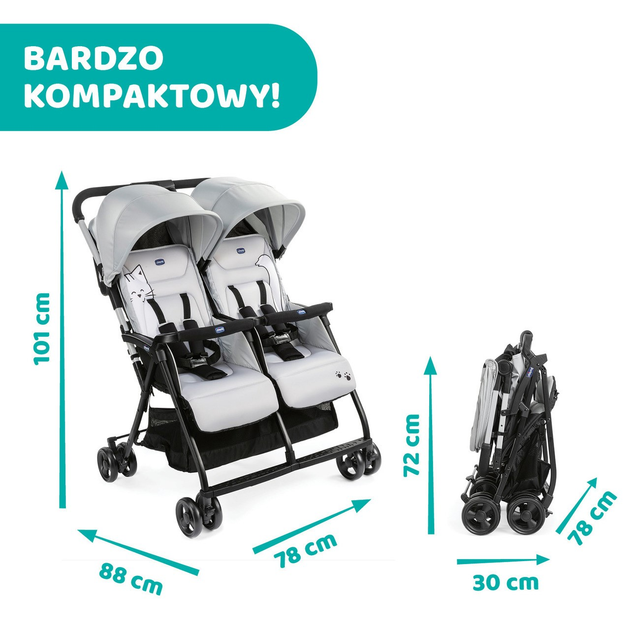 Прогулянкова коляска двомісна для близнюків Chicco OHlala Twin Black Night Чорна (8058664125456) - зображення 14
