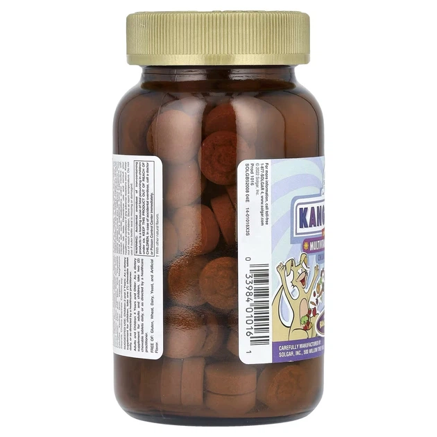 Полноценный детский комплекс с витаминами и минералами Solgar Kangavites ягодный вкус 120 жевательных таблеток - изображение 6