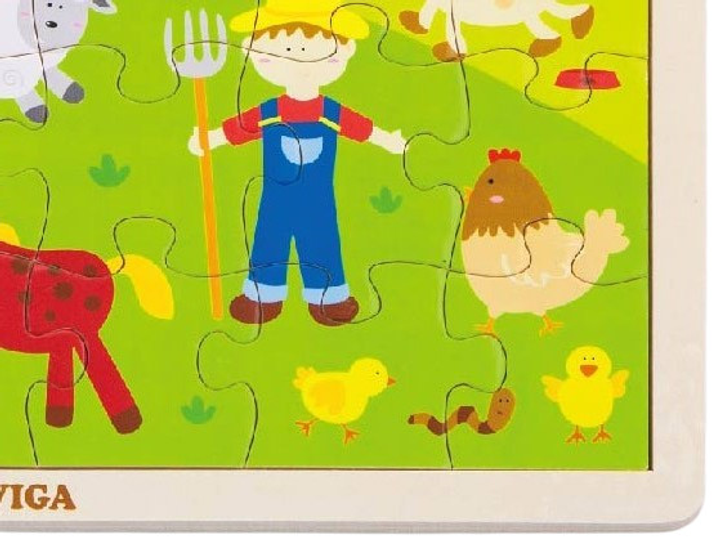 Zestaw drewnianych puzzli Viga na podkładce Farma, 24 el. 50197 (6934510501976) - obraz 2
