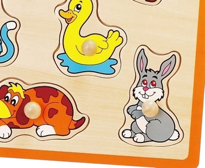 Zestaw drewnianych puzzli Viga na podkładce z uchwytami Farma 50017 (6934510500177) - obraz 2
