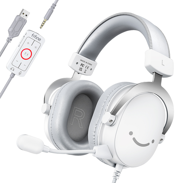 Навушники Fifine H9W AmpliGame RGB 7.1 White (4820216972603) - зображення 2