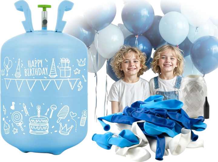 Butla z helem Ricokids 0.20 m³ z balonami i wstążką Blue (5903890626464) - obraz 3
