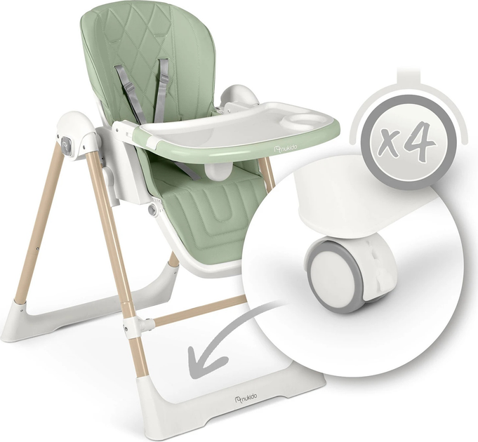 Krzesełko do karmienia Ricokids Nukido Elite ze stolikiem Green (5903890622114) - obraz 8