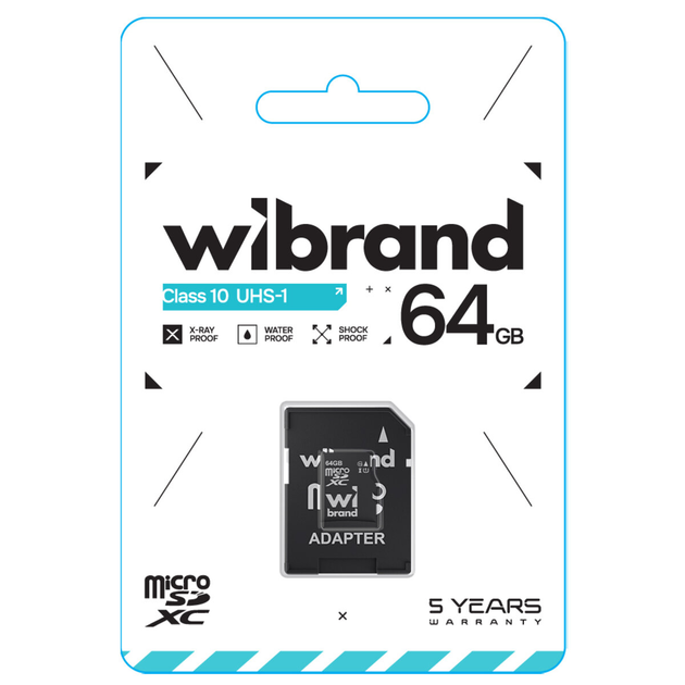 Карта пам'яті microSDXC (UHS-1) Wibrand 64Gb class 10 (adapter SD) (WICDXU1/64GB-A) - изображение 2