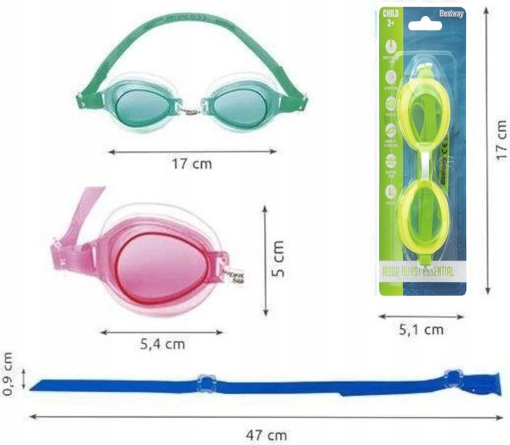 Okulary do pływania Bestway 21002 Aqua Burst Essential Green (69416073307840) - obraz 2