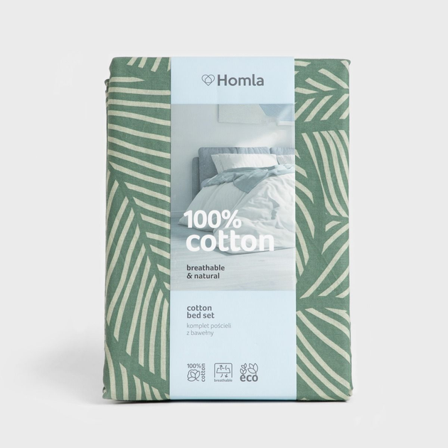 Комплект постільної білизни Homla Frunz полуторний Підковдра 160 x 200 см + 2 наволочки 70 x 80 см бавовняний Зелений (5906496729423) - зображення 5