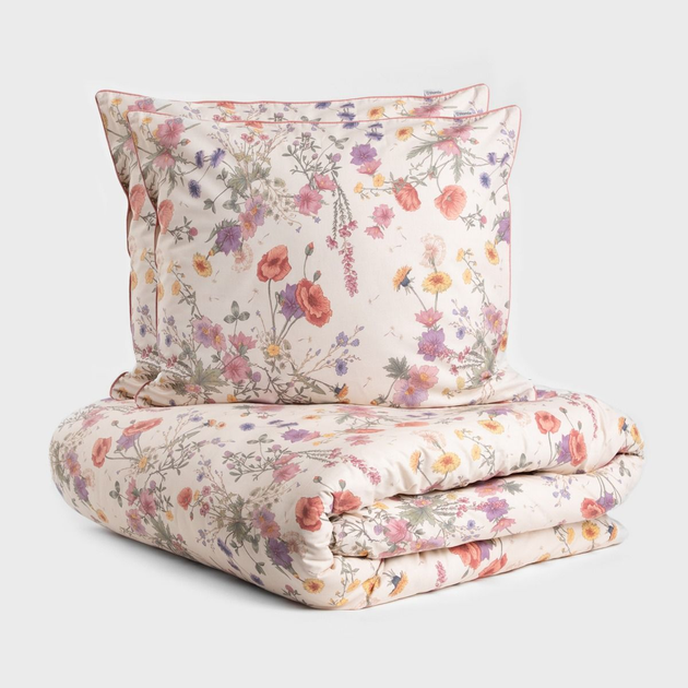 Komplet pościeli Homla Meadow Flowers King Size Poszewka na pościel 220 x 200 cm + 2 poszewki na poduszki 50 x 60 cm bawełniany w kwiatki z lamówką (5906496724824) - obraz 2