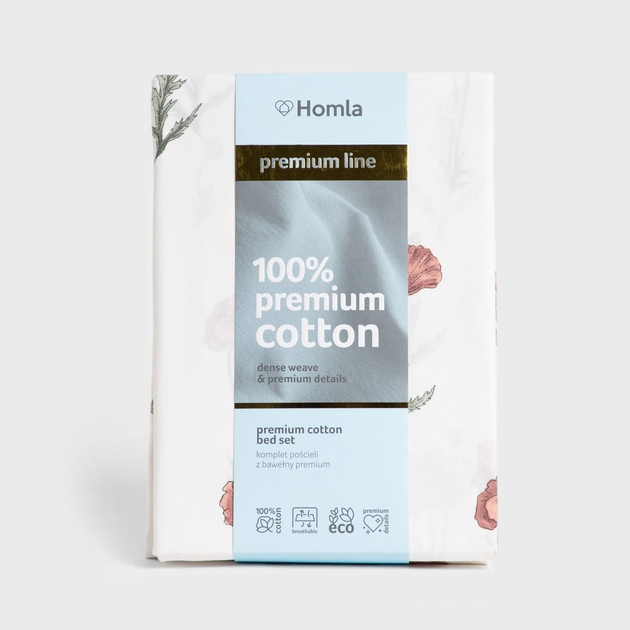 Комплект постільної білизни Homla Meadow Flowers King Size Підковдра 220 x 200 см + 2 наволочки 50 x 60 см бавовняний у маки з червоним кантом (5906496724855) - зображення 5