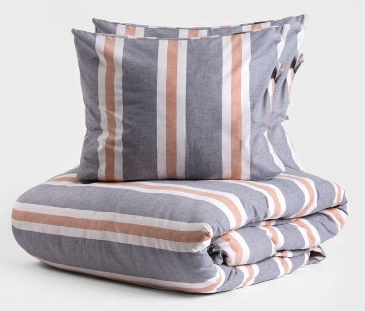 Komplet pościeli Homla Nefeli Półtorej Poszewka na pościel 160 x 200 cm + 2 poszewki na poduszki 50 x 60 cm bawełniany w paski (5906496701276) - obraz 2